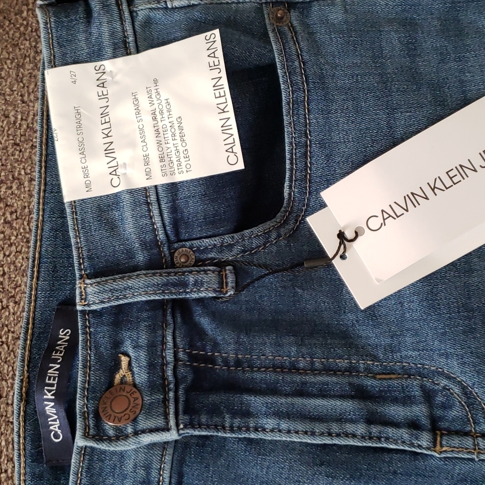 Calvin Klein midrise classic straight blue jeans - Picture 4 of 9